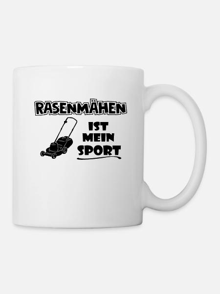 Rasenmähen ist mein Sport Rasenmäher Gartenarbeit - Tasse - Weiß