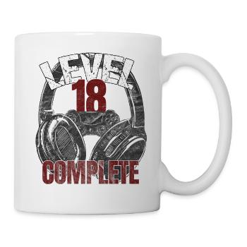 Level 18 complete gamer zocker Geburtstags Spruch - Tasse - Weiß - Rechts