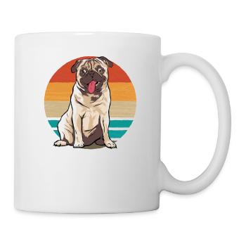 Pug Dog Vintage - Tasse - Weiß - Rechts