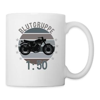 Blutgruppe 1:50 Moped Motorrad DDR Osten Geschenk - Tasse - Weiß - Rechts