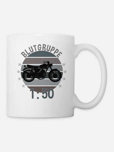 Blutgruppe 1:50 Moped Motorrad DDR Osten Geschenk - Tasse - Weiß