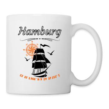 Hamburg Segelschiff Kompassrose Hansestadt - Tasse - Weiß - Rechts