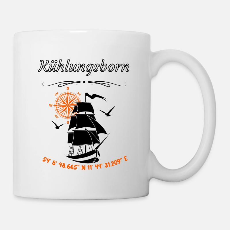 Kühlungsborn Segelschiff Kompassrose Ostsee - Tasse - Weiß