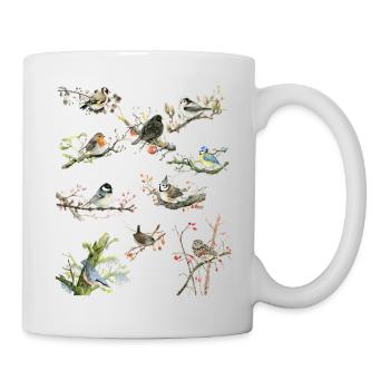 Garden birds blackbird fence king spatzStieglitz - Mug - white - Right