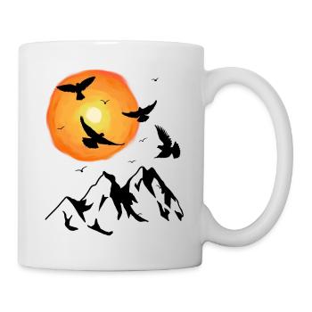 Montagnes Soleil Oiseaux Nature Montagne Sommet Alm - Mug blanc - blanc - Droite