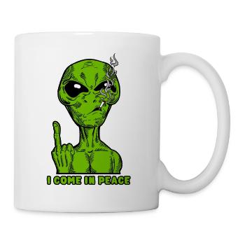 Kommen Sie in Frieden Alien UFO außerirdische Entführung - Tasse - Weiß - Rechts