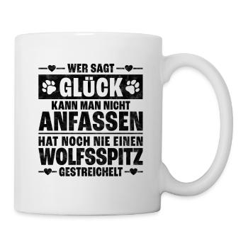 Wolfsspitz Schutzengel deutscher Spitz Spruch - Tasse - Weiß - Rechts