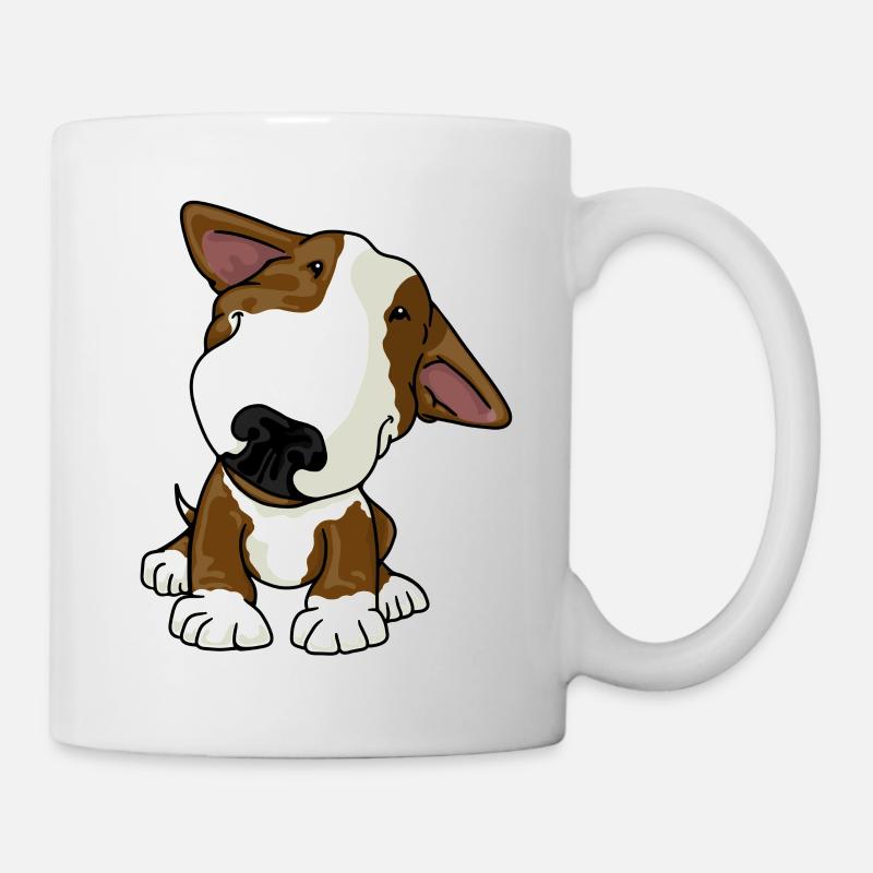 Brown heureux de chiot de bullterrier - Mug blanc - blanc