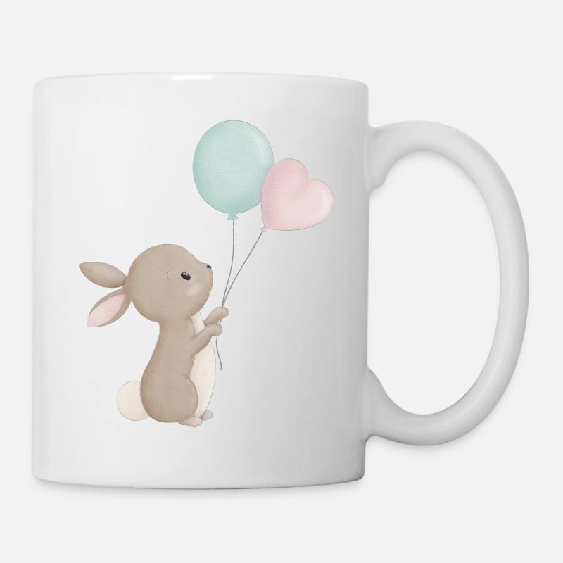 Hase Herzluftballon - Tasse - Weiß