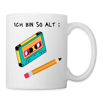 Bleistift & Kassette - Tasse - Weiß - Rechts