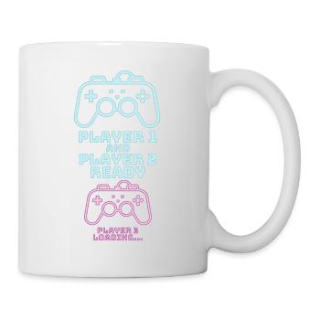 Player 1 2 Gamer Geburt Baby Konsole Geschenk - Tasse - Weiß - Rechts
