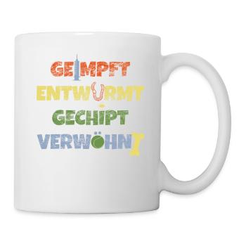 geimpft entwurmt gechipt verwöhnt Vierbeiner Liebe - Tasse - Weiß - Rechts
