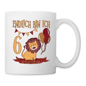 6. Geburtstag Endlich bin ich sechs süßer Löwe - Tasse - Weiß - Rechts