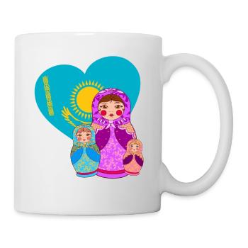 Babuschka Matrjoschka Design mit Kasachstan Flagge - Tasse - Weiß - Rechts
