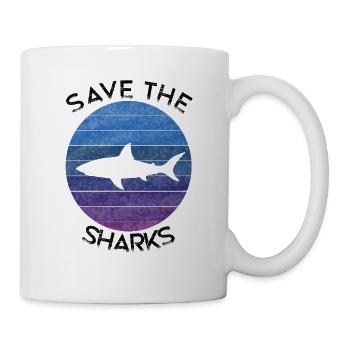 Diving Shark Sharks Shark Fish Retro Vintage - Mug - white - Right