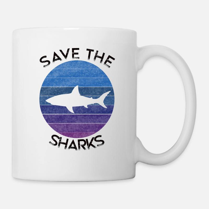 Plongée requin requin Shark Fish Rétro Vintage - Mug blanc - blanc