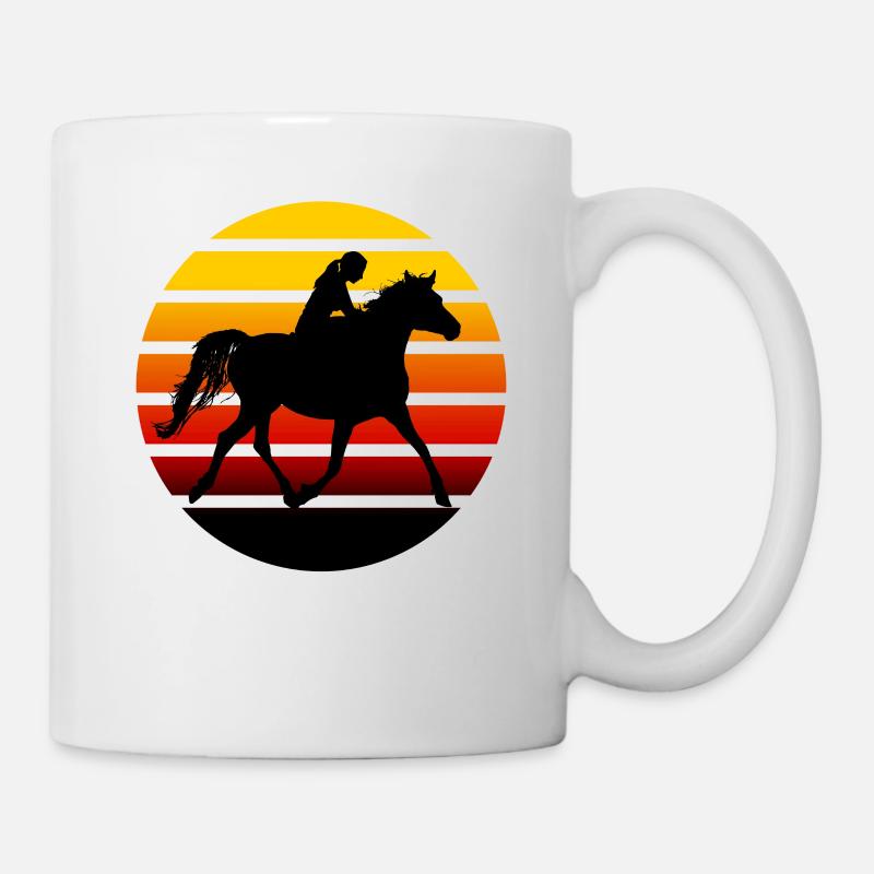 Reiten Pferd Retro Silhouette Damen Mädchen Kinder - Tasse - Weiß