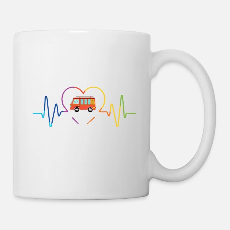 Camper Van Herzschlag Geschenkidee - Tasse - Weiß