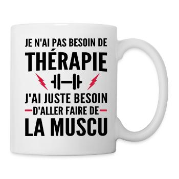 thérapie muscu / humour musculation - Mug blanc - blanc - Droite