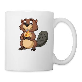 Witziger Biber mit Pizzastück Nagetiere Pizza - Tasse - Weiß - Rechts