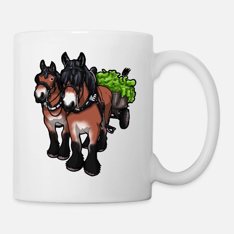 Carriage Driving Horses Cold Blood Gift Funny - Mug - white