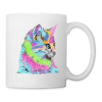 Katze bunt - Tasse - Weiß - Rechts