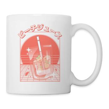 Retro japanischer Pfirsichsaft - Vaporwave Ästhetik - Tasse - Weiß - Rechts