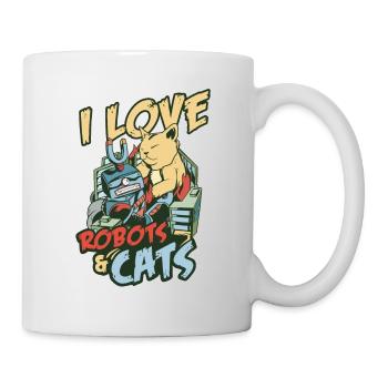 I Love Robots And Cats Pet Owner Robotics Engineer - Tasse - Weiß - Rechts