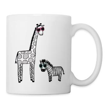 Giraffe und Zebra mit Sonnenbrille - Tasse - Weiß - Rechts