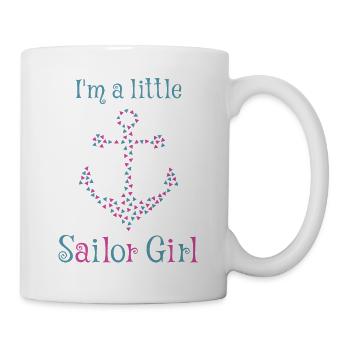 "I'm a little sailor girl" with anchor snares of triangles - Mug - white - Right