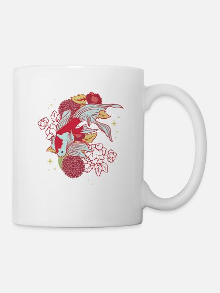 Koi Flowers Floral - Mug - white