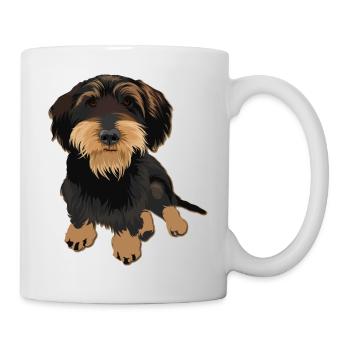Wirehaired Dachshund, Rauhaardackel, Illustration - Tasse - Weiß - Rechts