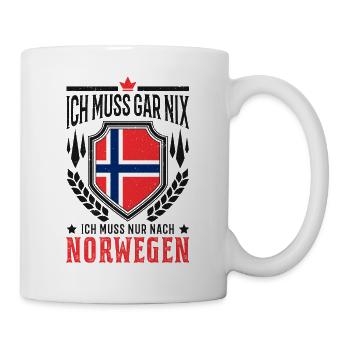 Ich muss gar nix Ich muss nur nach Norwegen Reise - Tasse - Weiß - Rechts