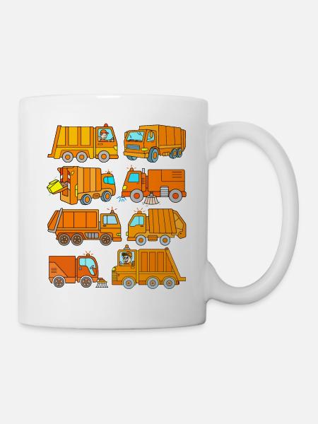 Kinder Müllauto Müllabfuhr Kehrmaschine - Tasse - Weiß