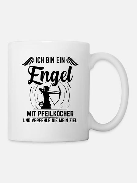 Bogenschützin Engel mit Pfeilköcher Bogenschießen - Tasse - Weiß