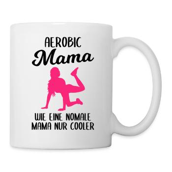Aerobic Mama Fitness Gymnastik Geschenk Damen - Tasse - Weiß - Rechts