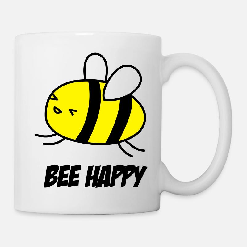 bee happy - Tasse - Weiß