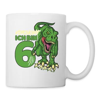Dinosaurier Dino 6 Geburtstag Deko ich bin 6 Jahre - Tasse - Weiß - Rechts