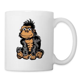 Cute hand-drawn gorilla - coloured - Mug - white - Right
