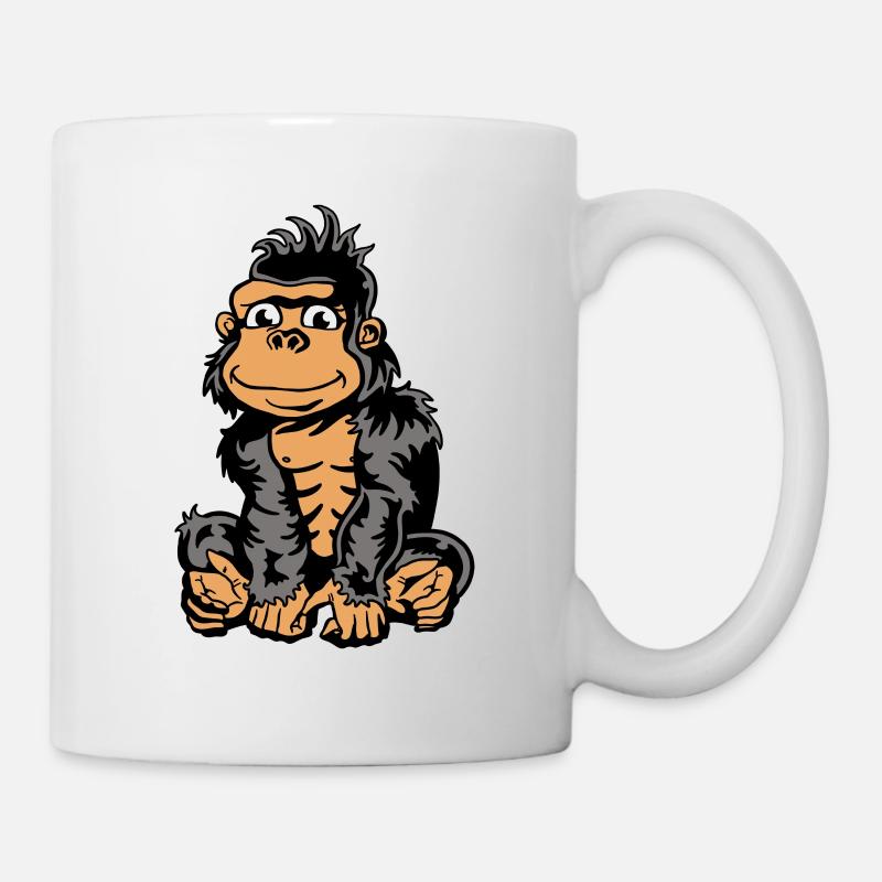Mignon gorille dessiné à la main - coloré - Mug blanc - blanc