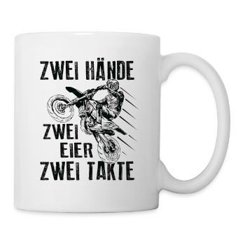 Zweitakt Supermoto Zwei Hände Zwei Eier Zwei Takte - Tasse - Weiß - Rechts