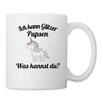 Ich kann Glitzer Pupsen Was kannst du? Einhorn - Tasse - Weiß - Rechts