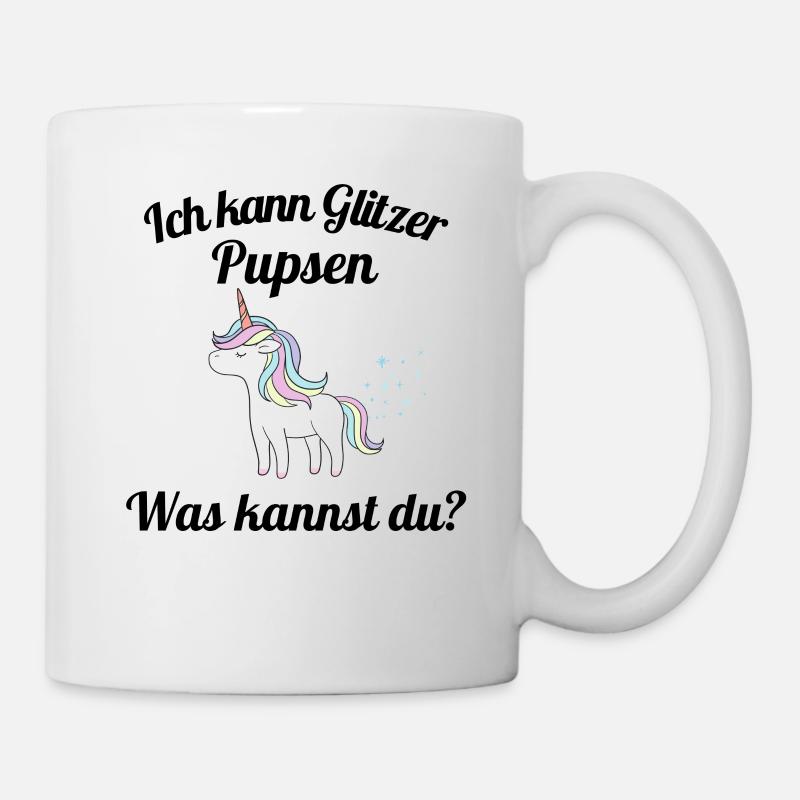 Ich kann Glitzer Pupsen Was kannst du? Einhorn - Tasse - Weiß