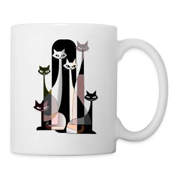 Katzen Kater Kitten Cat Katze abstrakt - Tasse - Weiß - Rechts