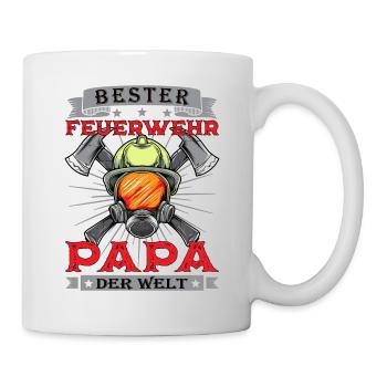Feuerwehr Papa Vater Feuerwehrhelm Berufsfeuerwehr - Tasse - Weiß - Rechts