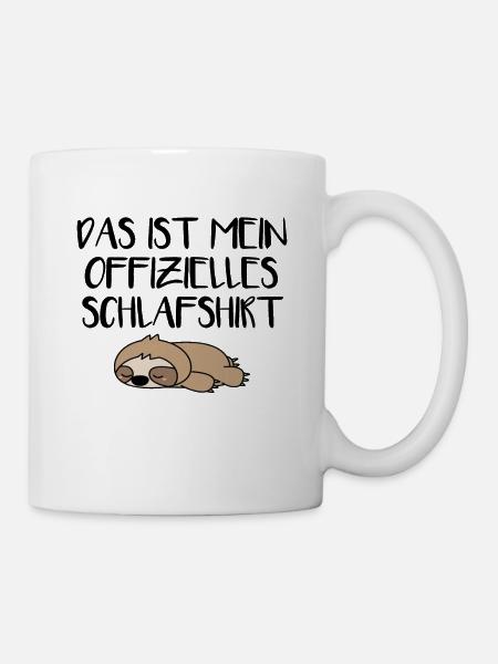 Faultier Schlafshirt - Tasse - Weiß