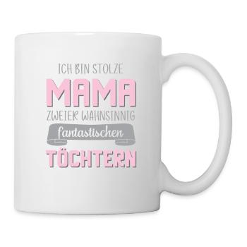Mama 2 Töchter Stolz Zwillinge Muttertag - Tasse - Weiß - Rechts