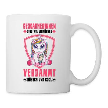 Geocacherin Einhorn Geocache Mädchen Geocaching - Tasse - Weiß - Rechts