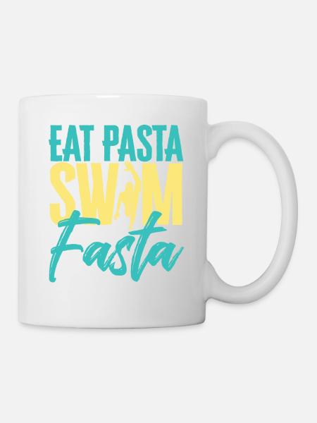 Eat Pasta Swim Fasta Funny Swimming - Tasse - Weiß