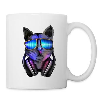 Katzenliebhaber Techno Katze Electro Musik DJ Cat - Tasse - Weiß - Rechts